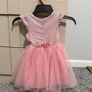 Girls Pink Floral Waist Tulle Party Dress